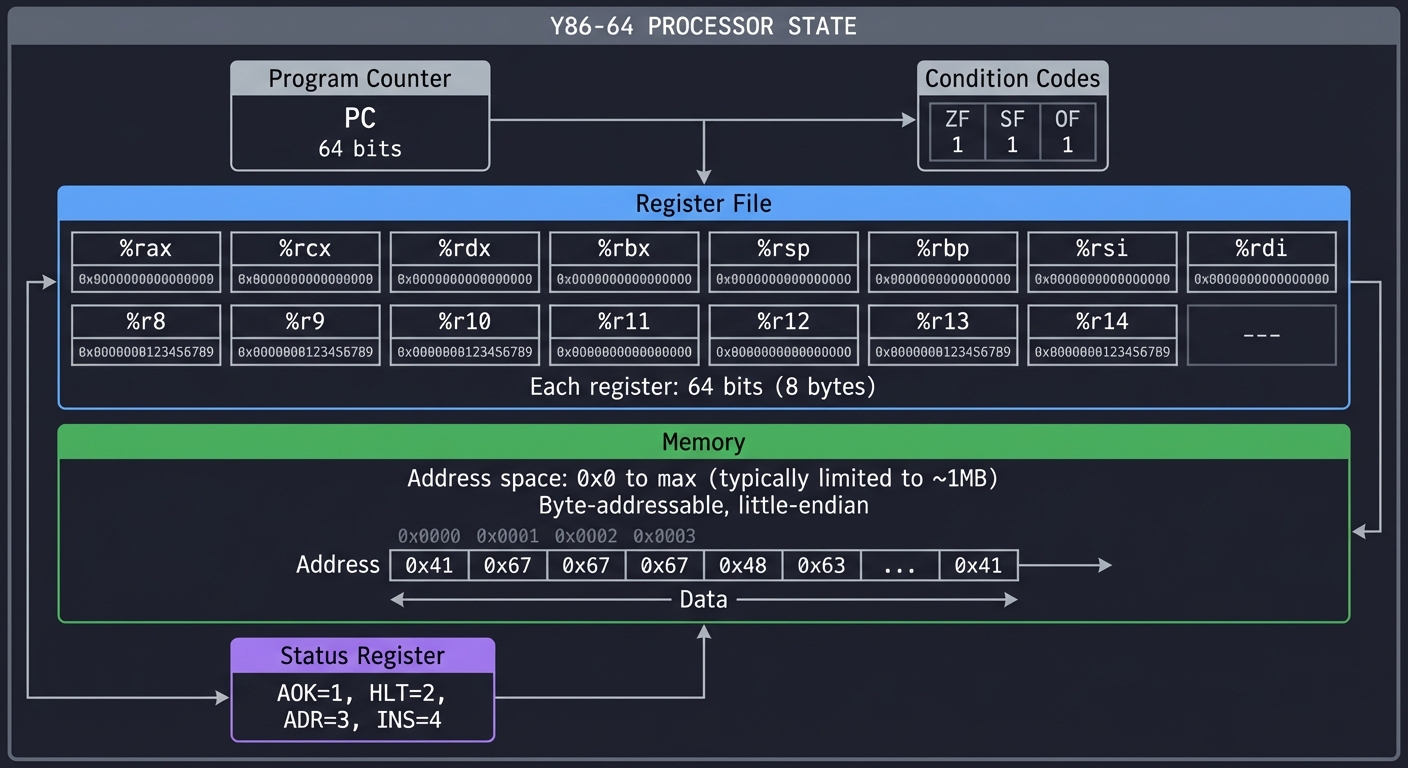 Y86-64 Processor State Diagram