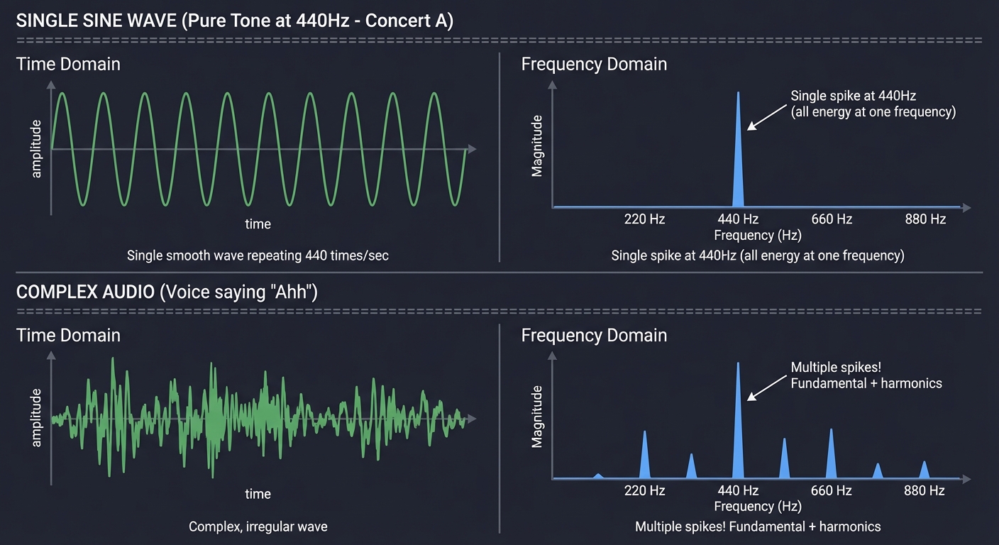 FFT Analysis: Pure Tone vs Complex Audio