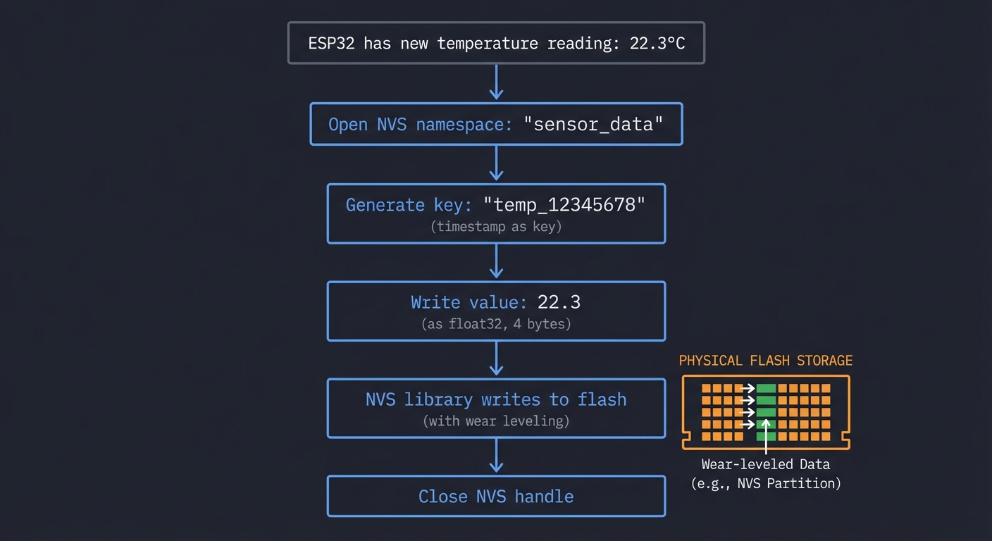 NVS Storage Flow on ESP32