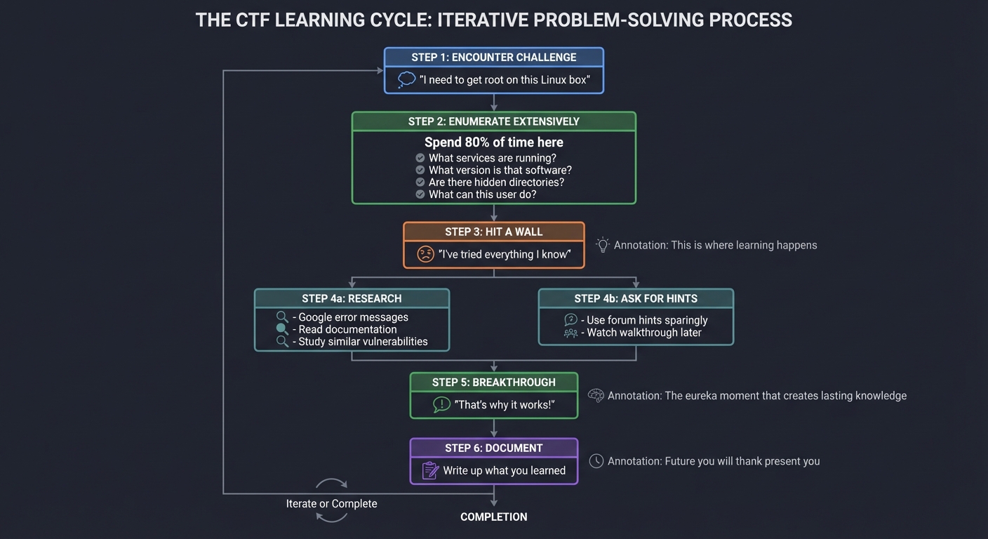CTF Learning Cycle - Iterative Problem-Solving Process