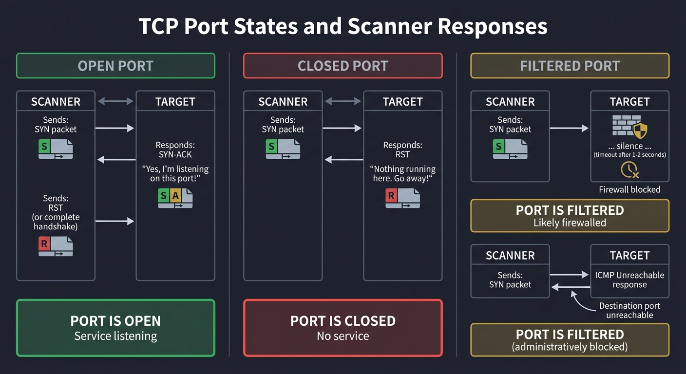 TCP Port States - Open, Closed, and Filtered Detection