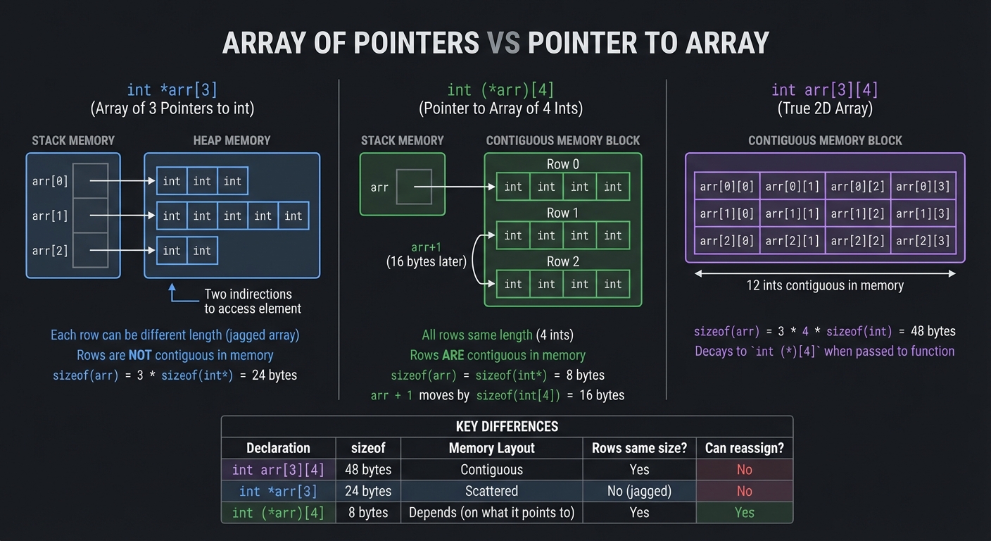 Array of Pointers vs Pointer to Array
