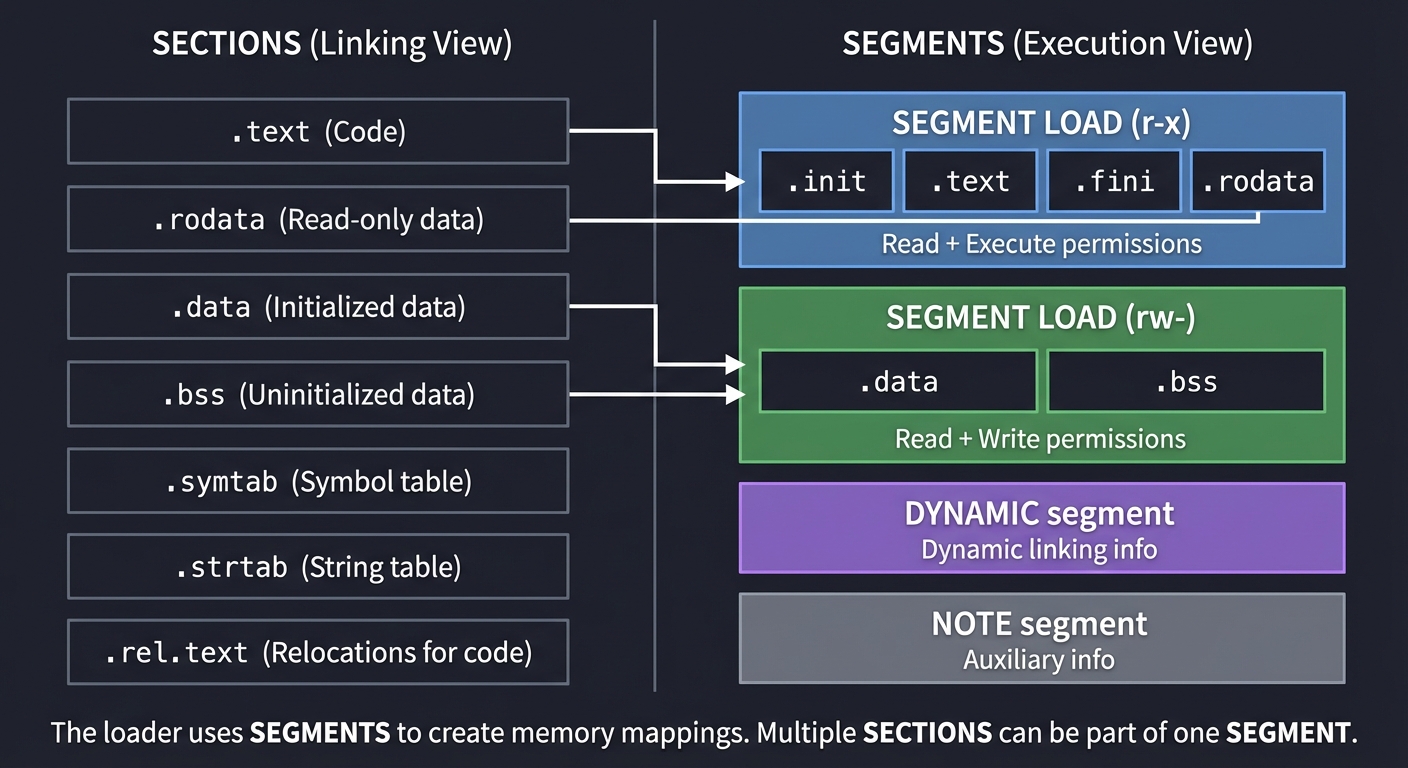 ELF Sections vs Segments