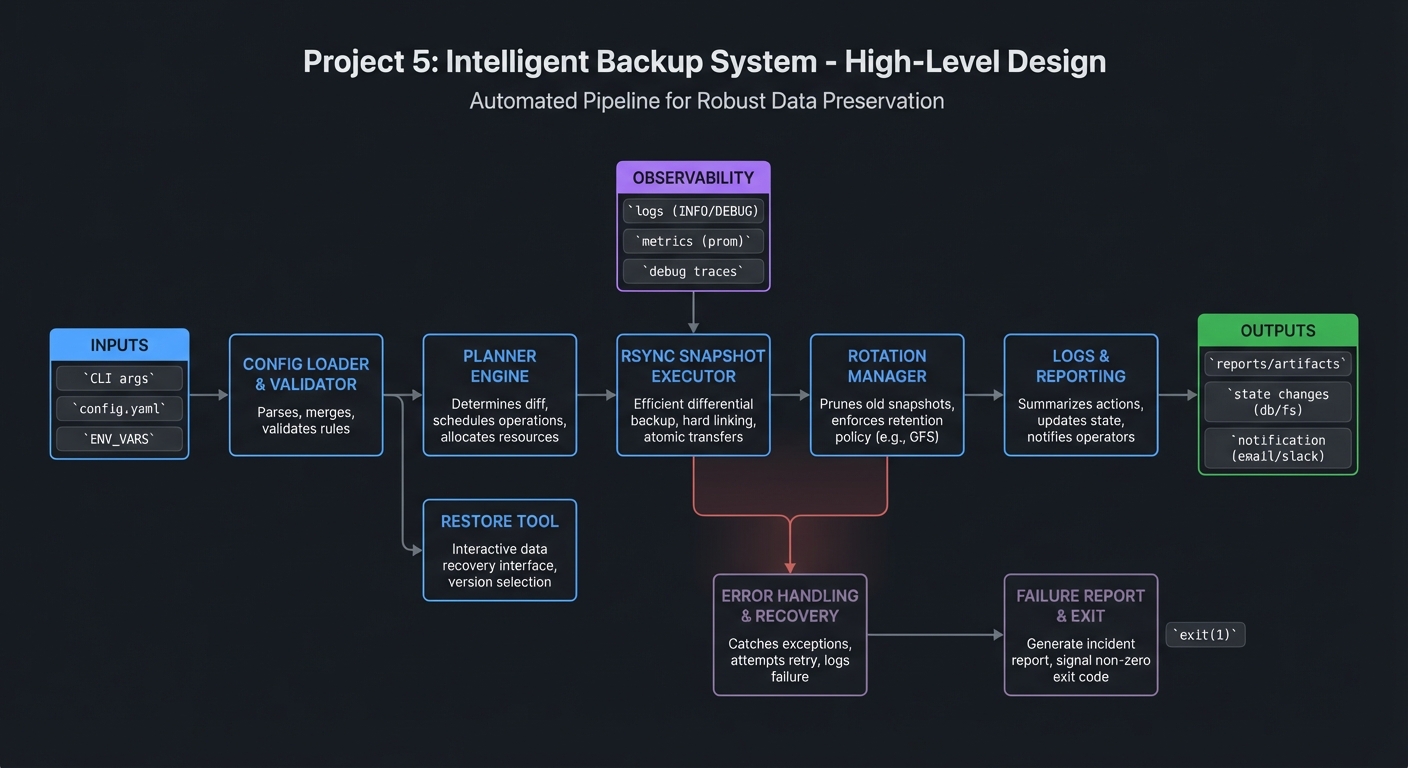 Project 5: Intelligent Backup System high-level design diagram