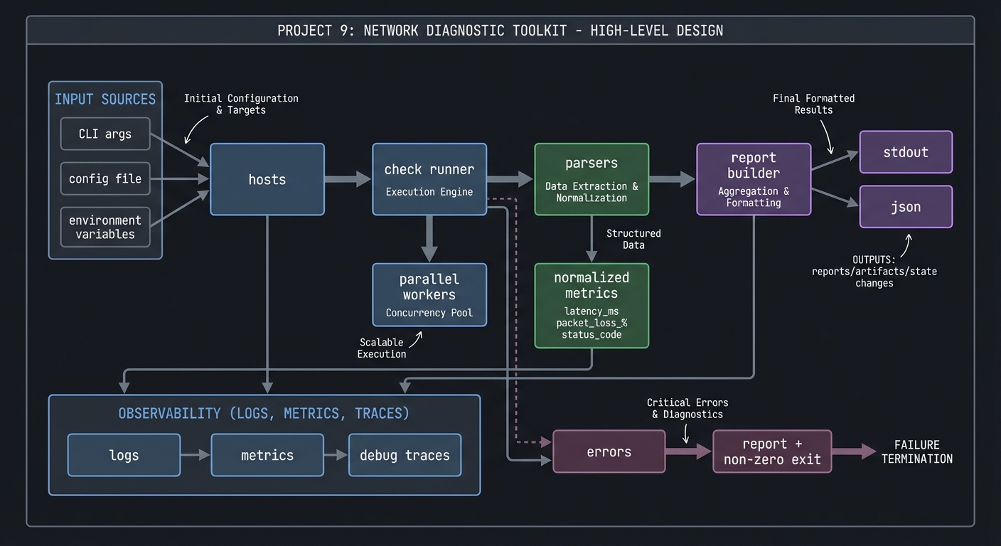 Project 9: Network Diagnostic Toolkit high-level design diagram