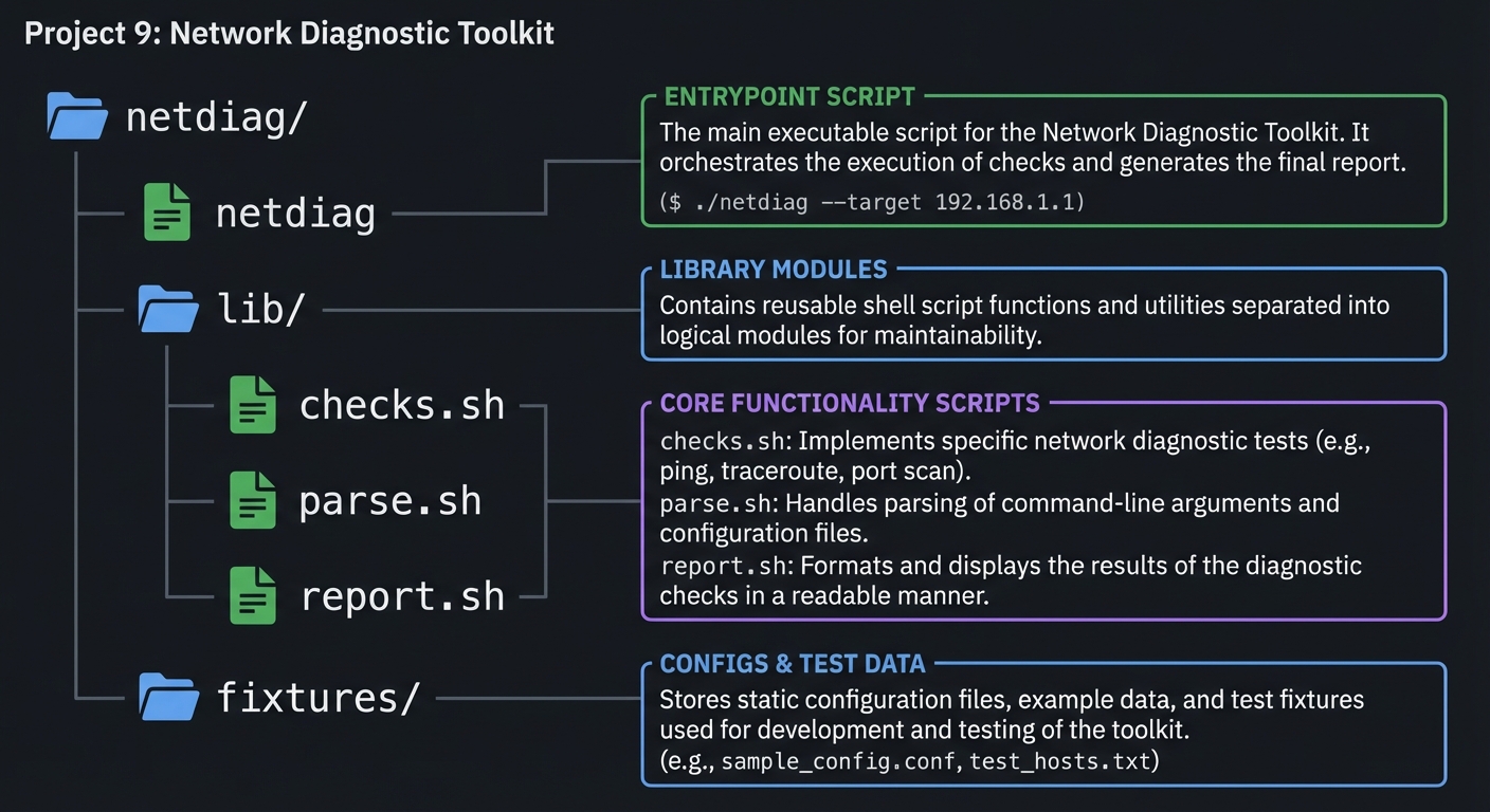 Project 9: Network Diagnostic Toolkit project structure diagram