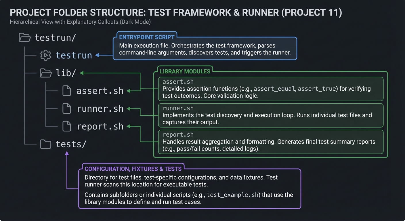 Project 11: Test Framework and Runner project structure diagram