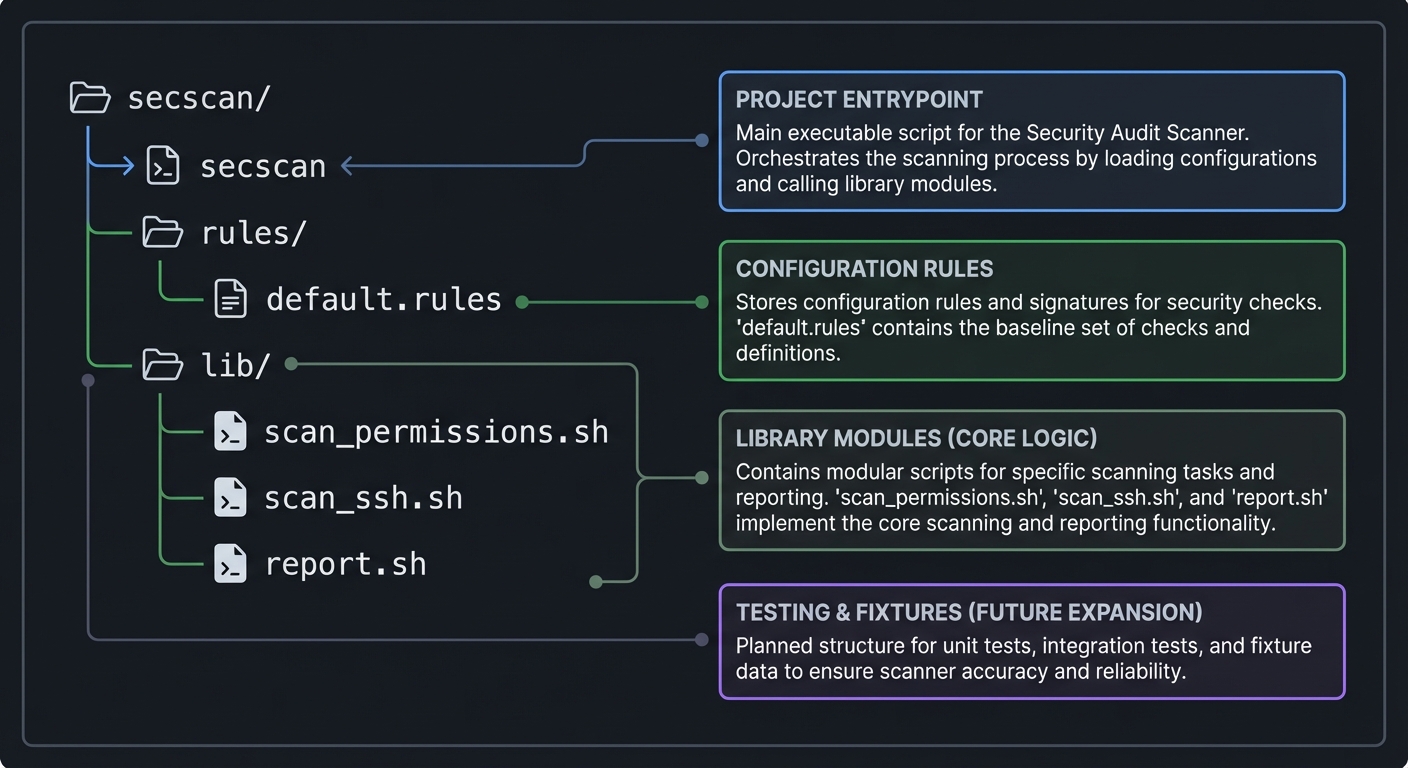 Project 13: Security Audit Scanner project structure diagram