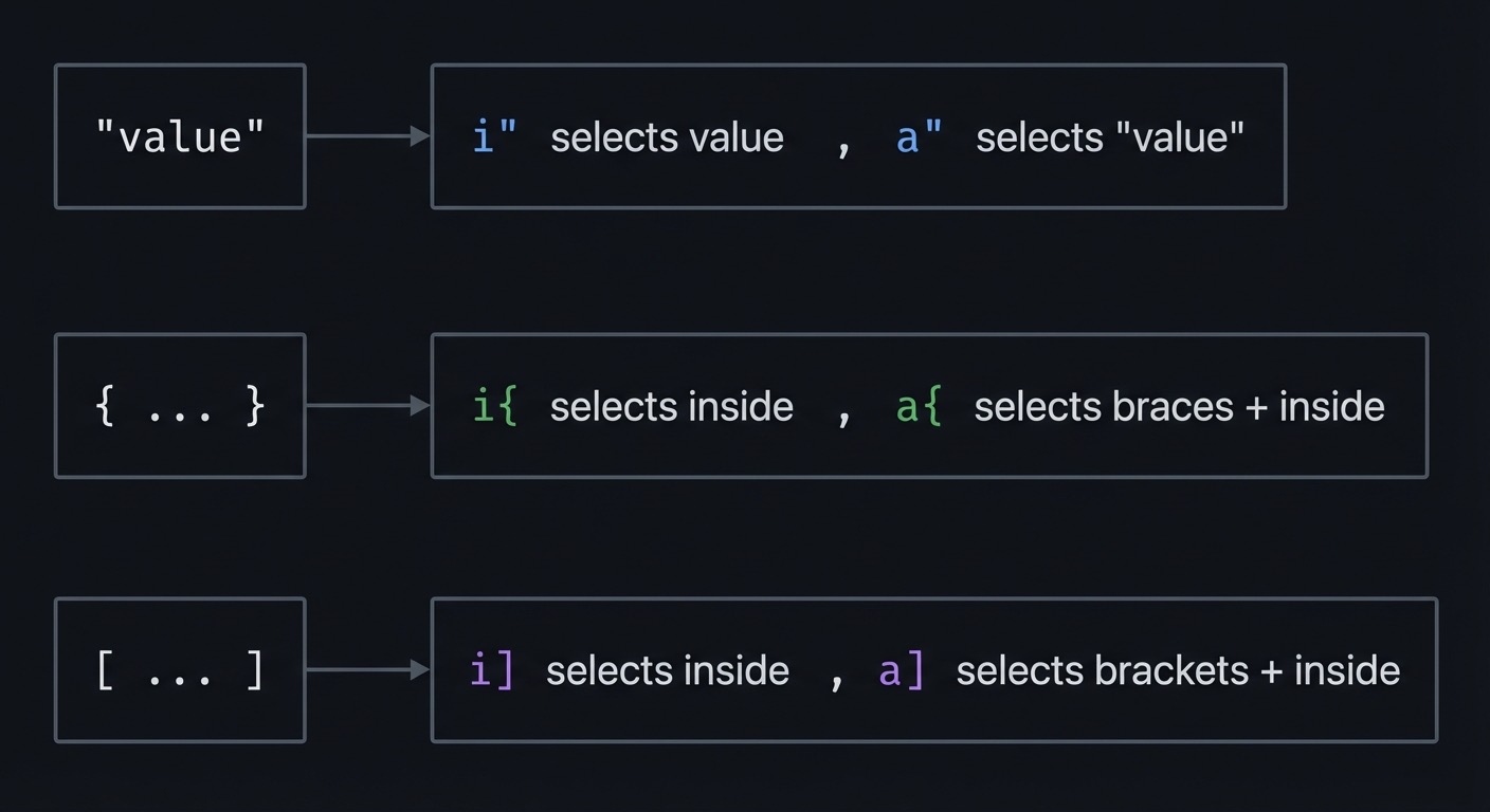 Text object selection map
