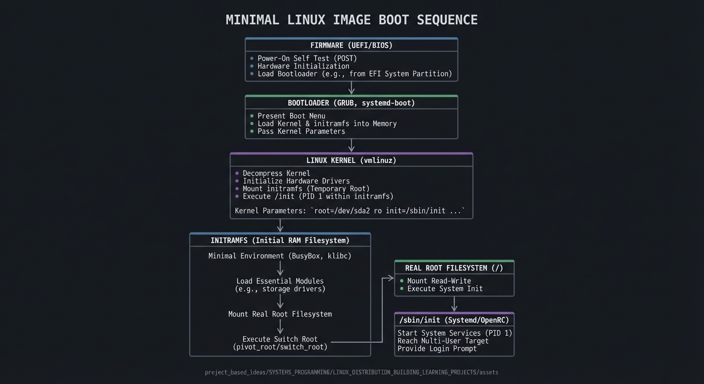 Boot sequence for minimal image
