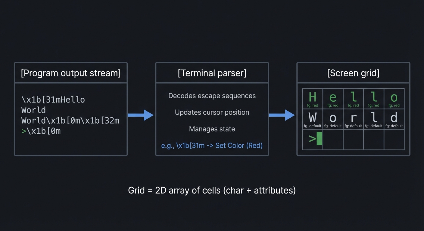 Output stream to screen grid
