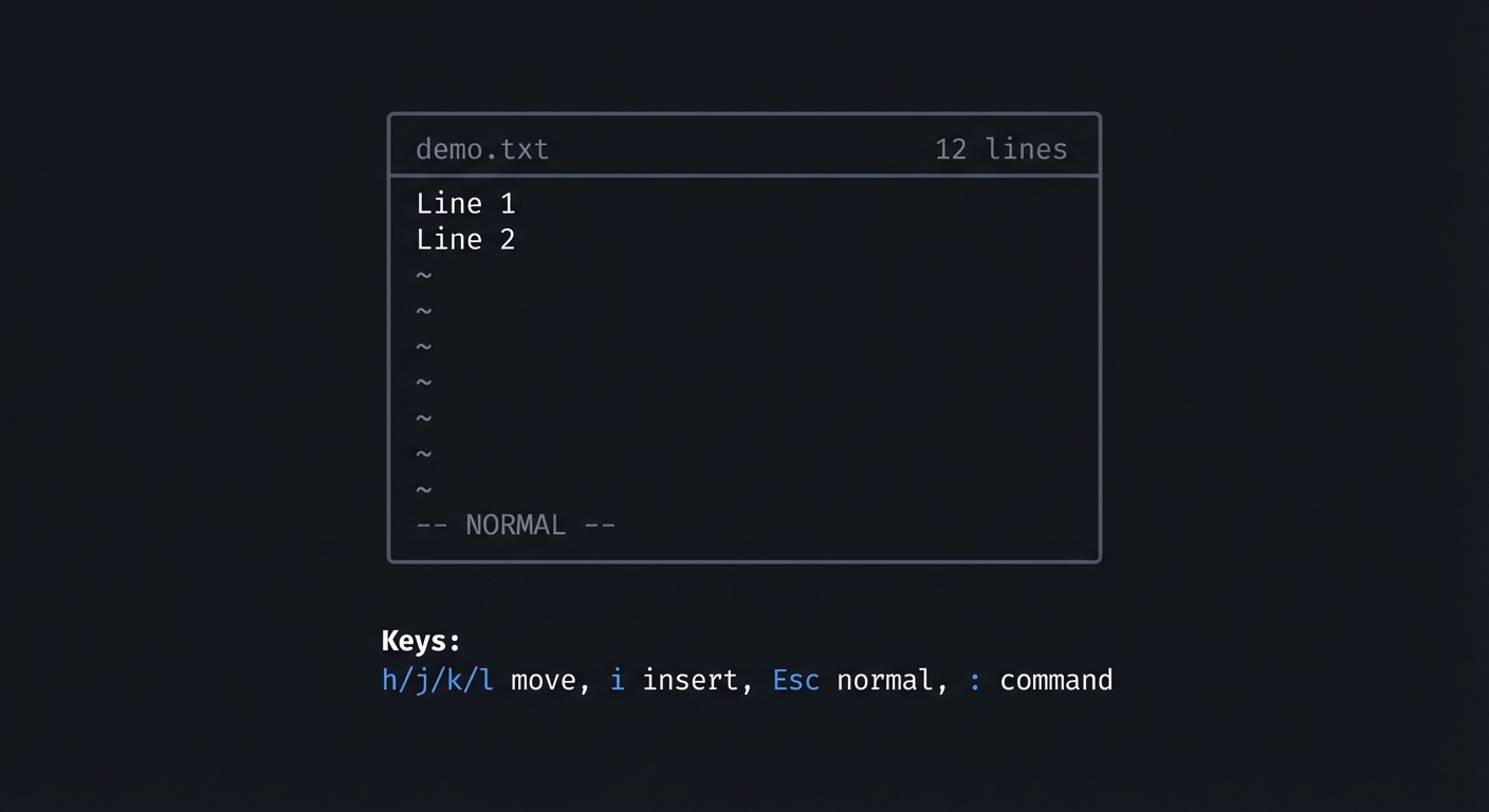 TUI screen with keys legend