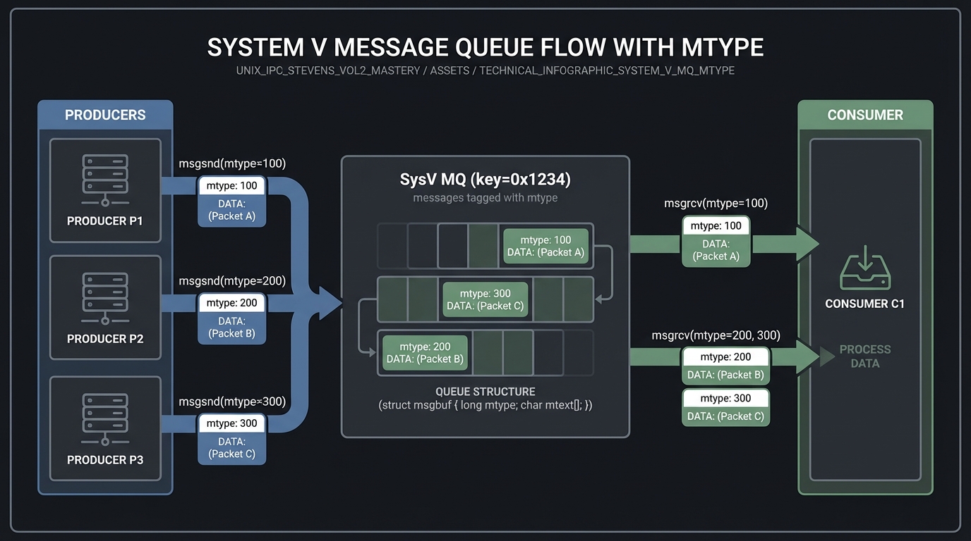 System V message queue flow
