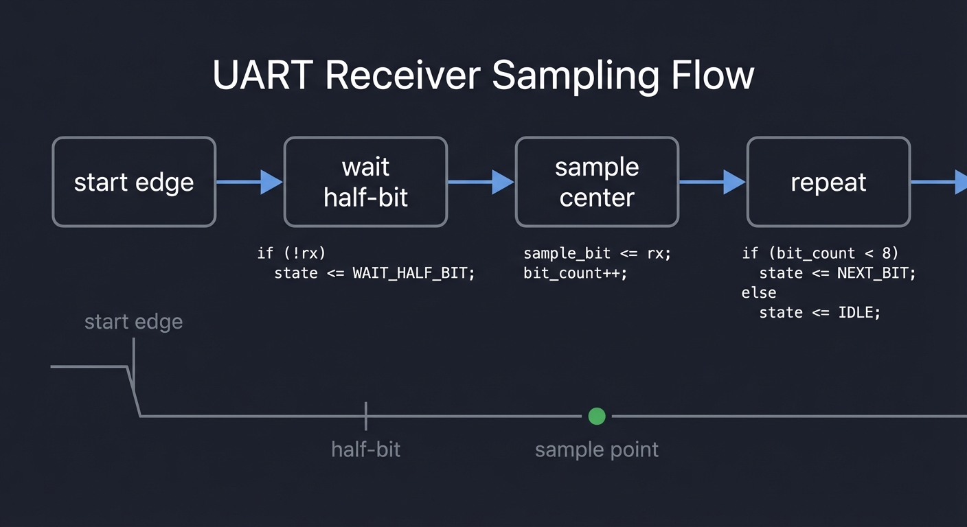 UART receiver sampling flow