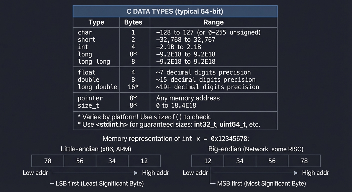 C data types and endianness