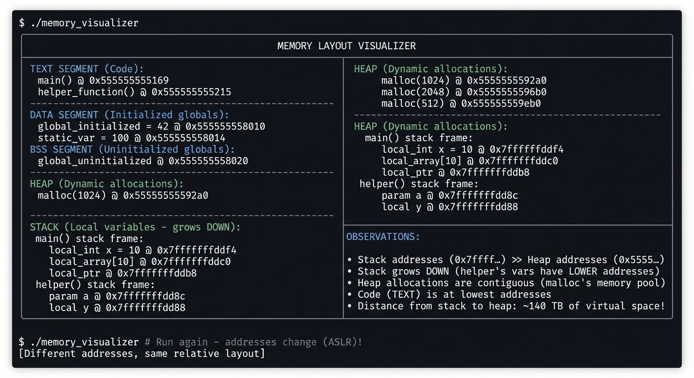 Memory visualizer output