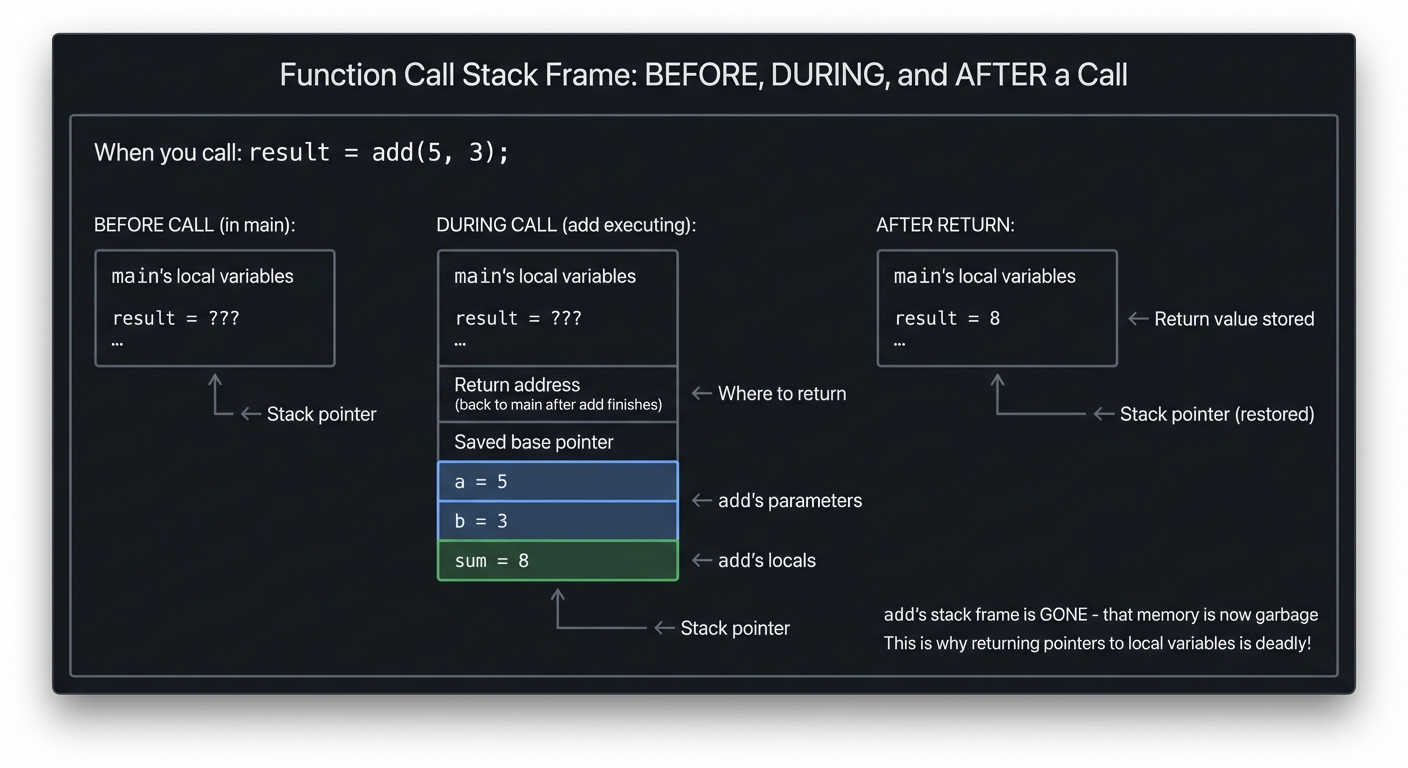 Function call stack frame