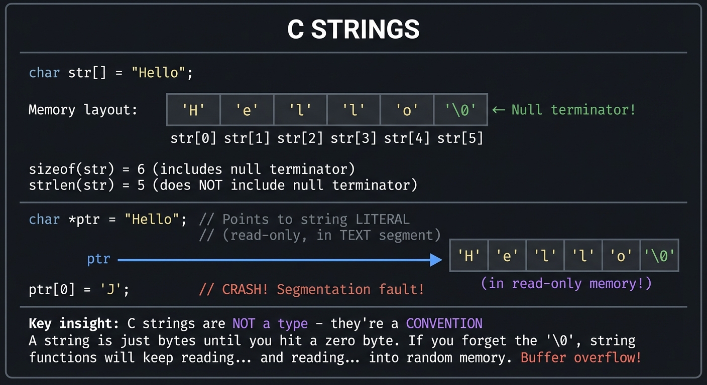 C strings memory layout
