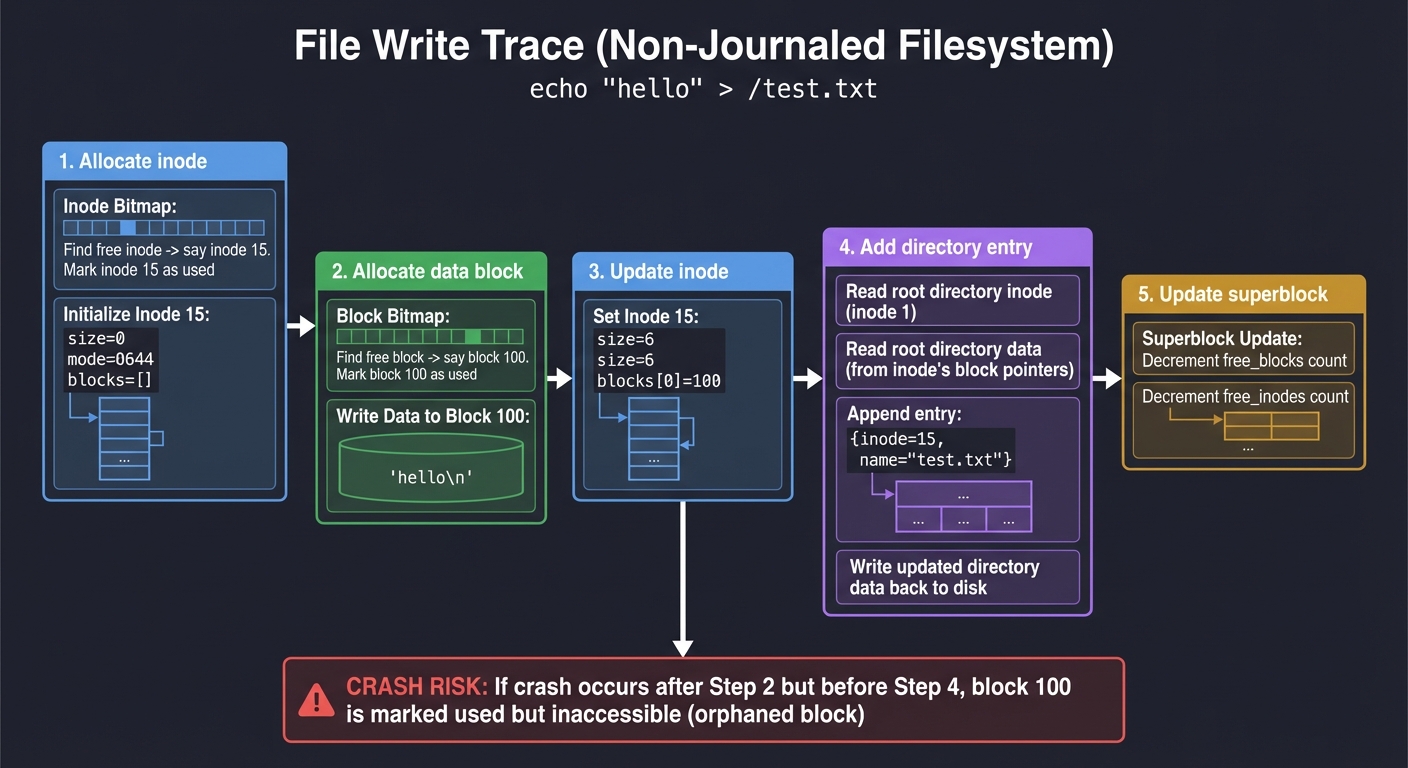 File Write Trace in a Filesystem
