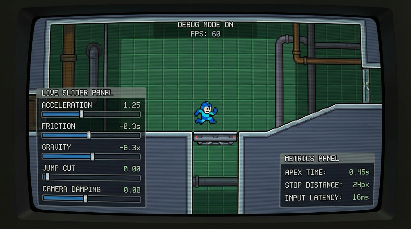 Project 8 Platformer Mechanics and Feel Tuning Window Mockup