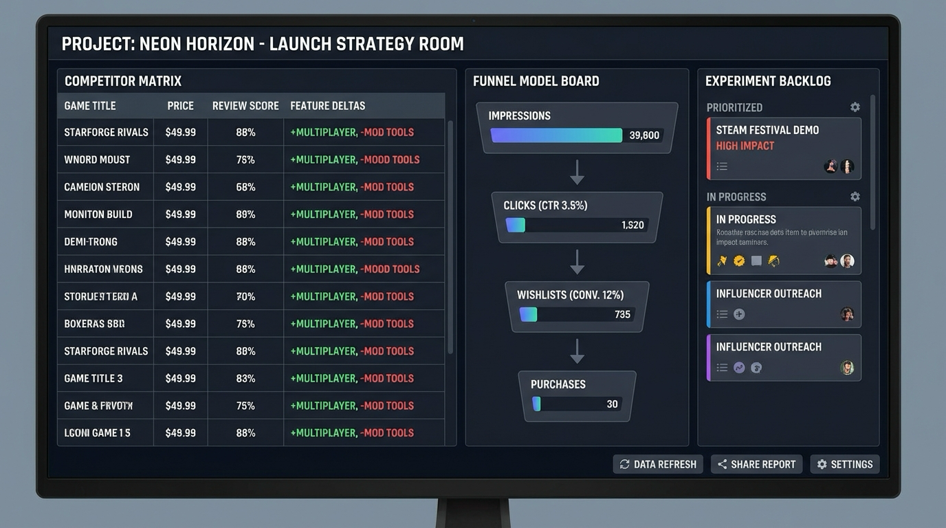 Project 19 Wishlist Funnel and Market Analysis Window Mockup
