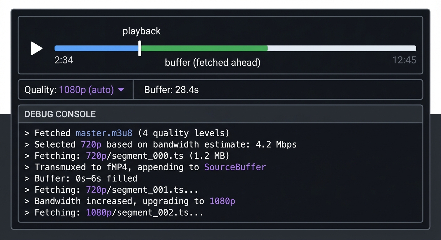 Custom HLS Player Interface with Debug Console