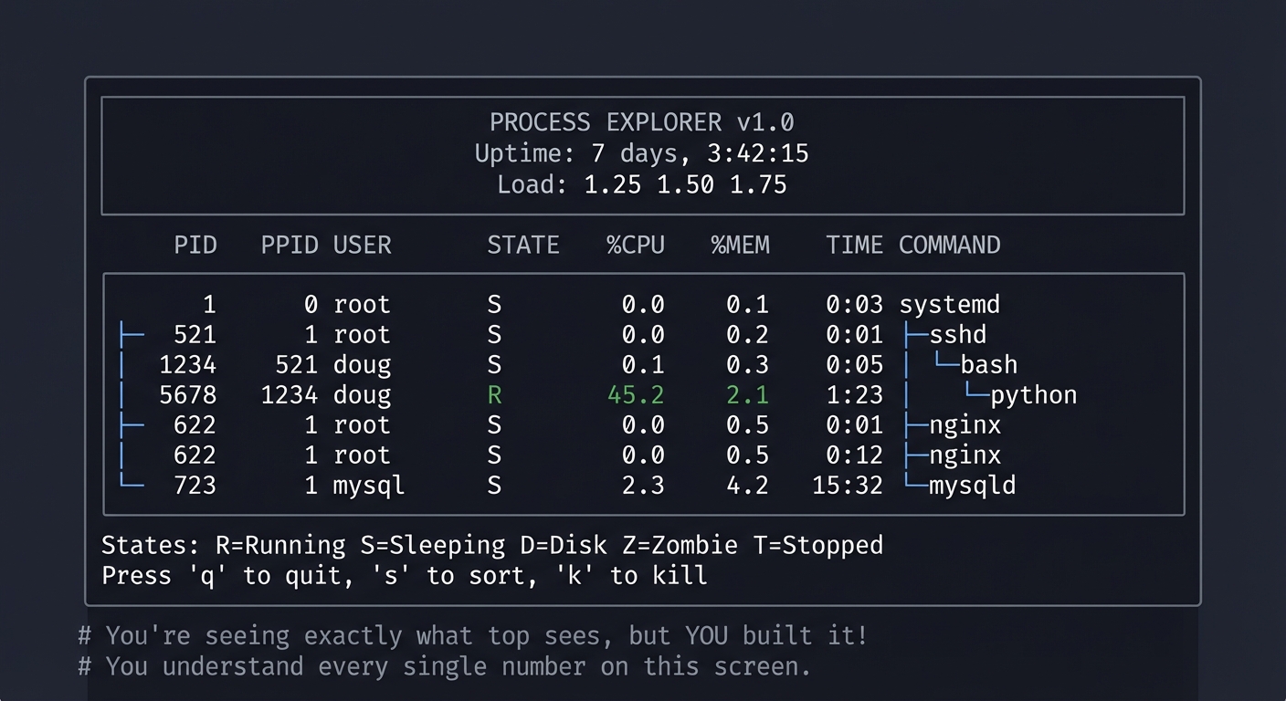 linux tools process explorer dashboard