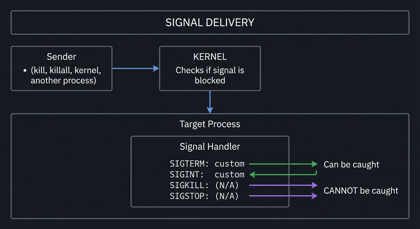 linux tools signal delivery