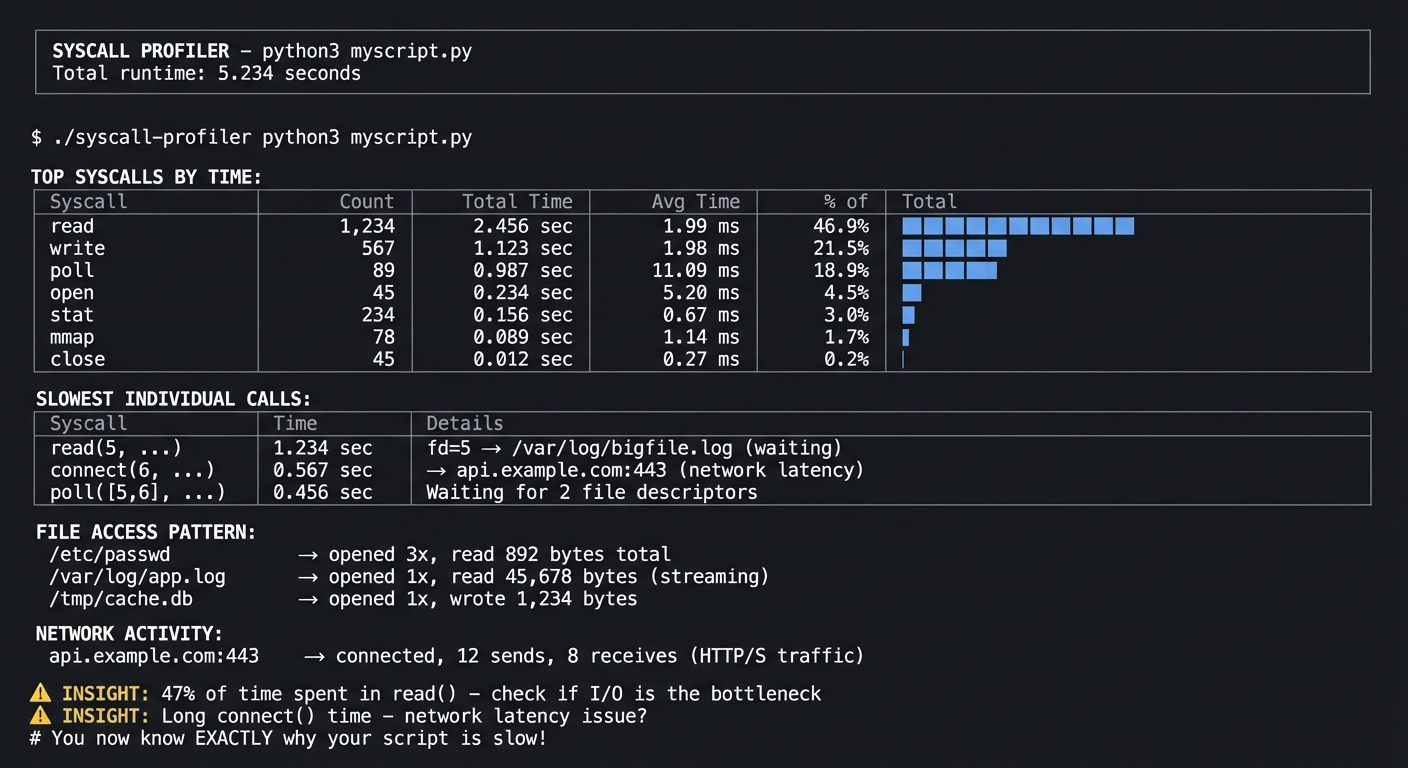 linux tools syscall profiler report