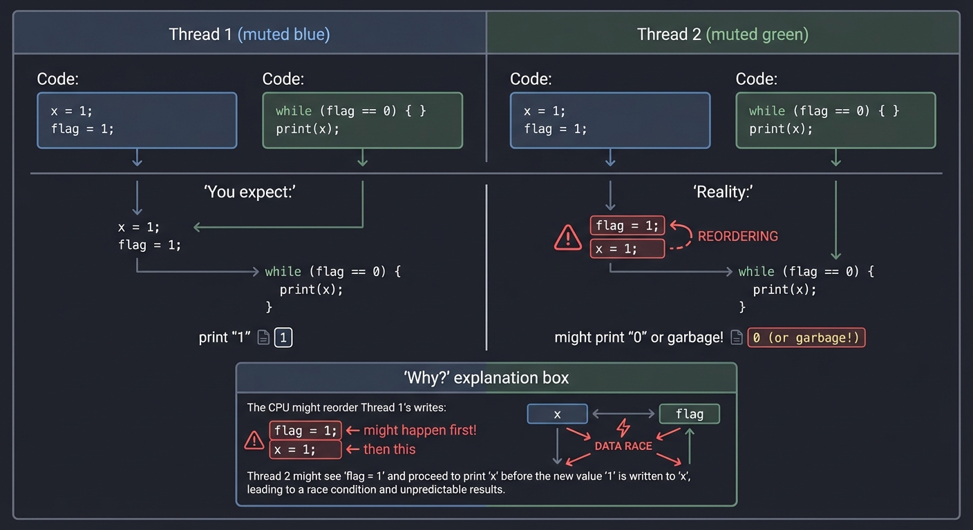 Memory Reordering in Concurrent Code