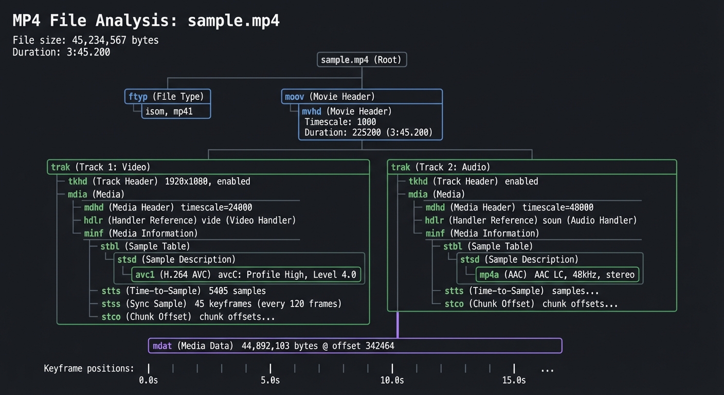 MP4 Container Structure Hierarchy