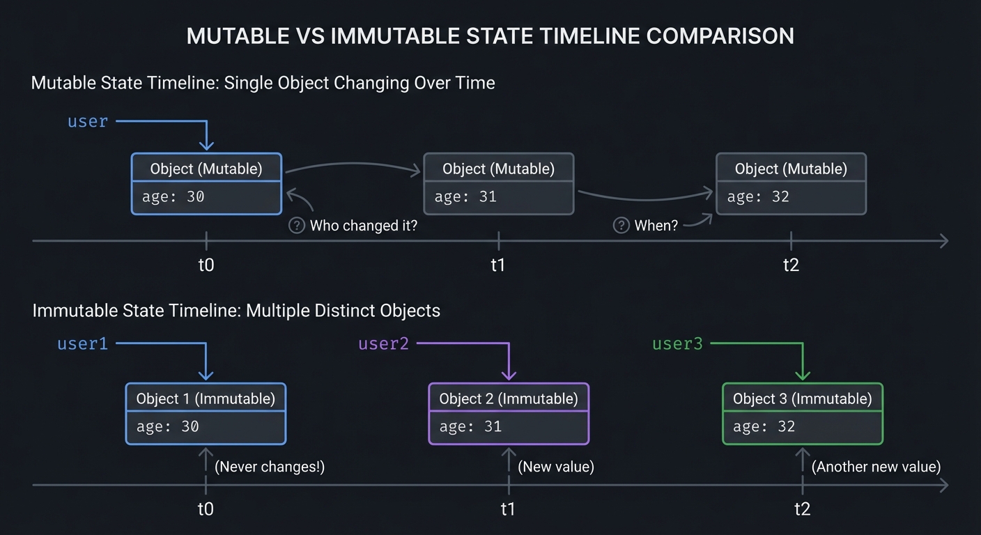 Mutable vs Immutable State Timeline