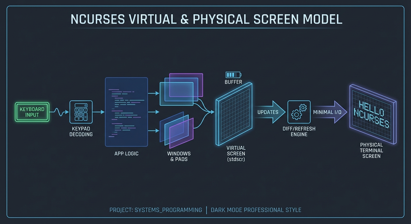 ncurses Virtual Screen Model