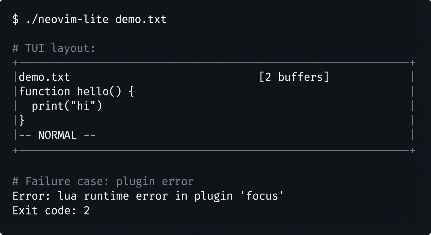 Neovim lite TUI layout