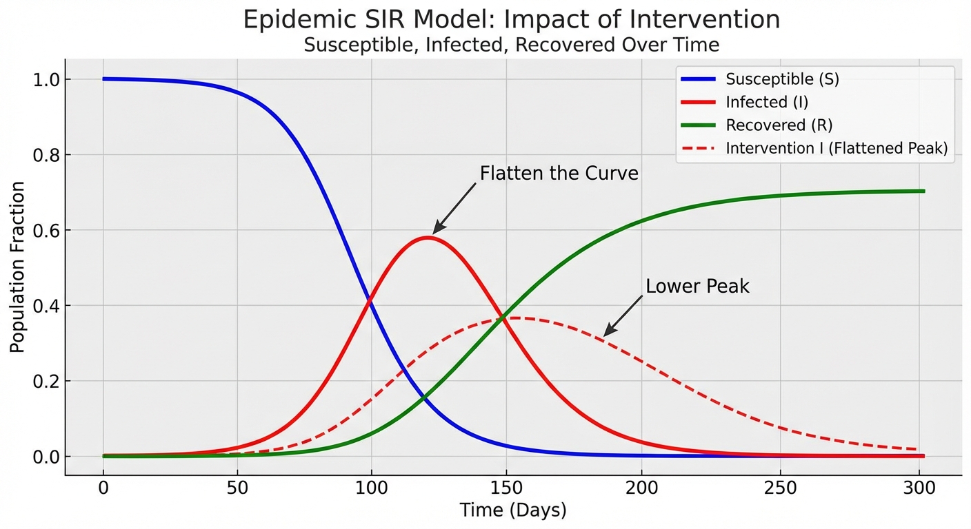 Epidemic simulator outcome illustration