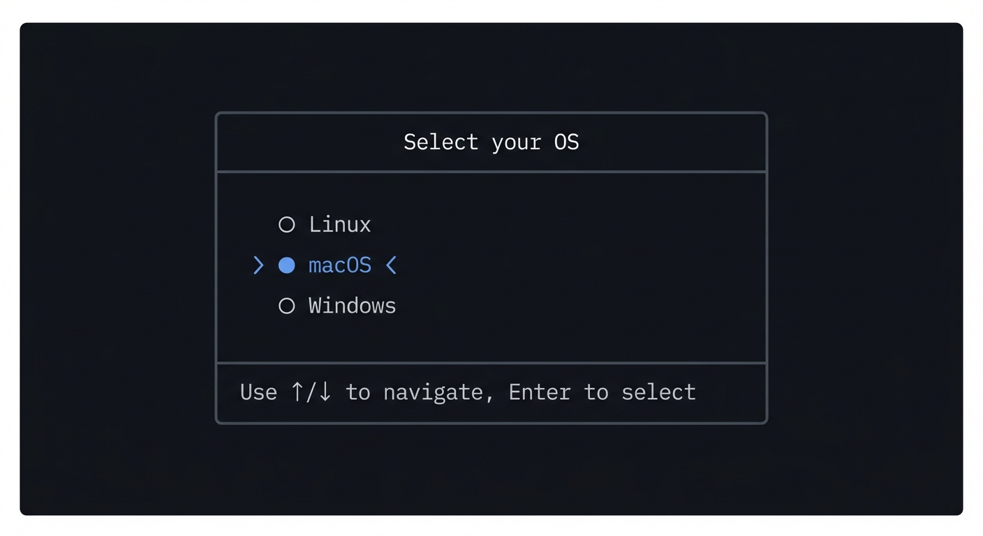 Terminal menu UI diagram