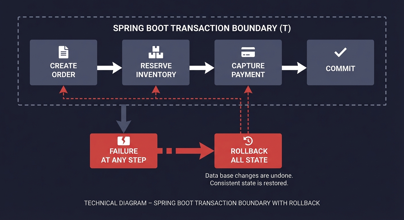 Spring Transaction Boundary with Rollback