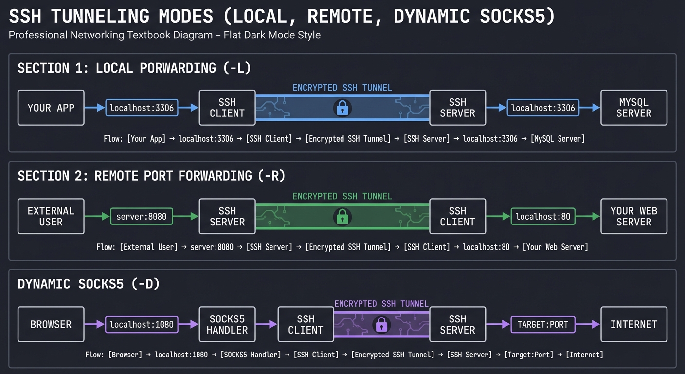 SSH Tunneling Modes: Local, Remote, and Dynamic