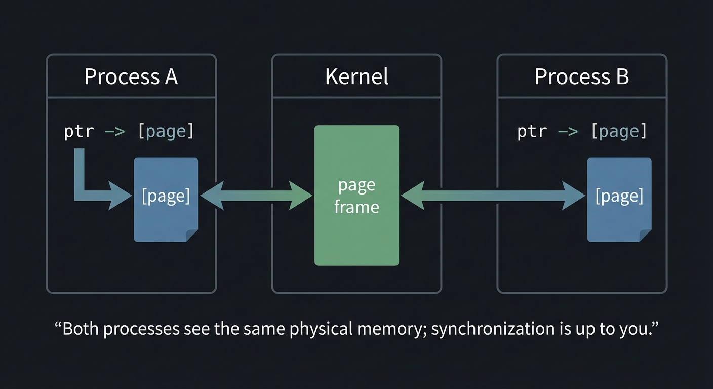 Shared memory page frame mapping