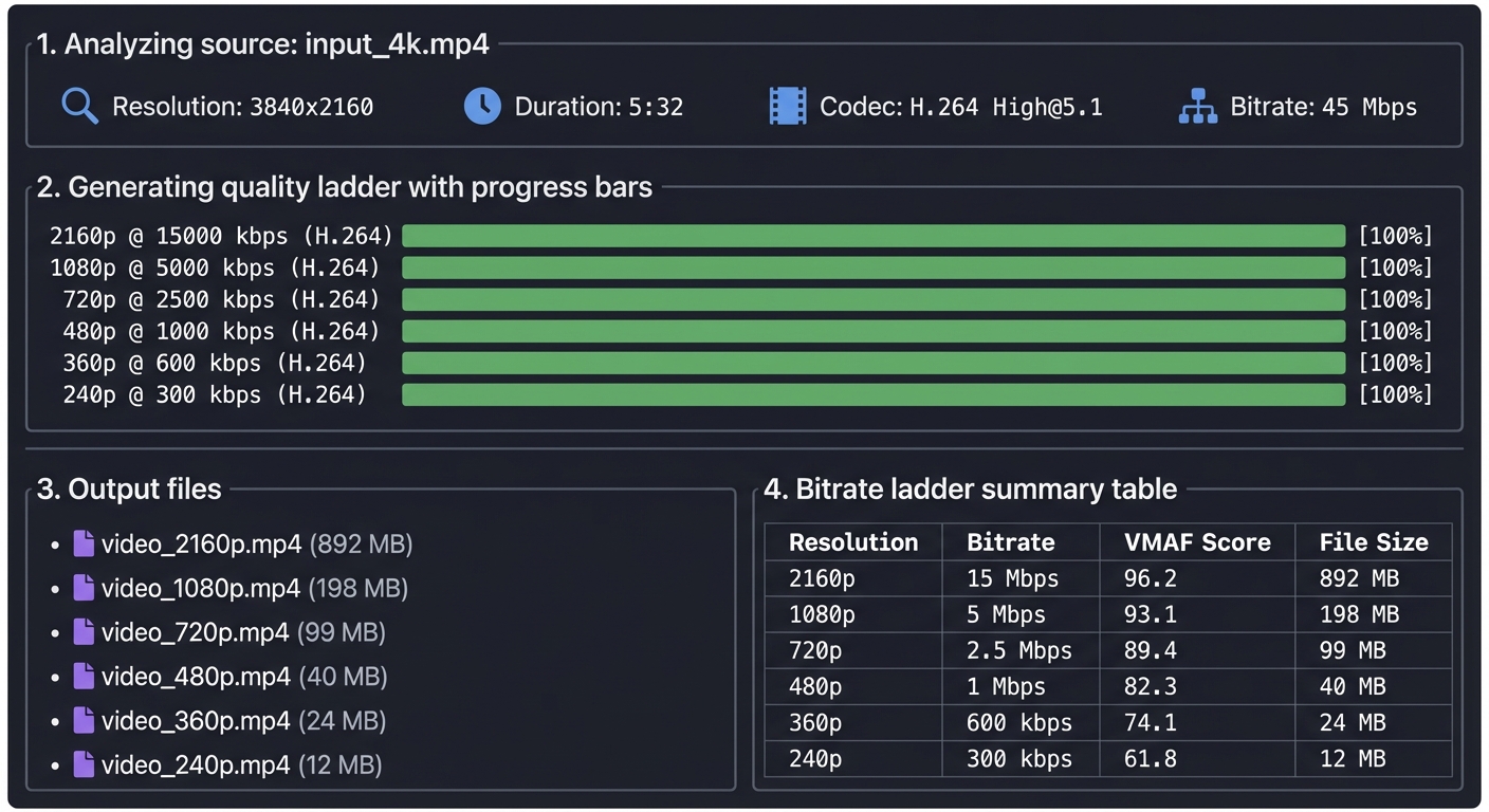 Video Transcoding Quality Ladder Generation