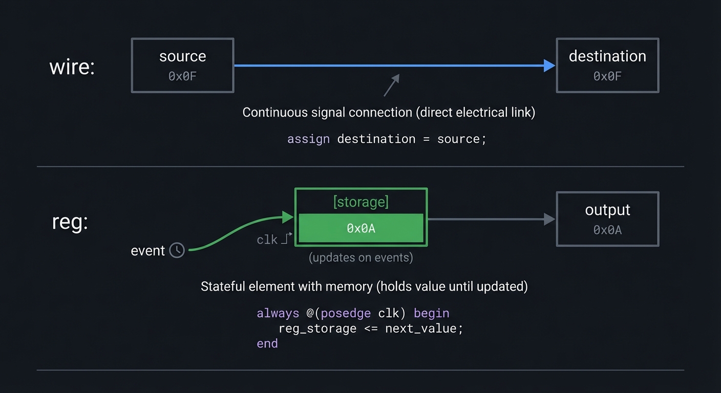 Wire vs reg behavior
